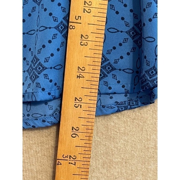 Liz Claiborne Blouse Women's Petite Large Blue Mid Length Balloon Sleeve - Picture 7 of 11